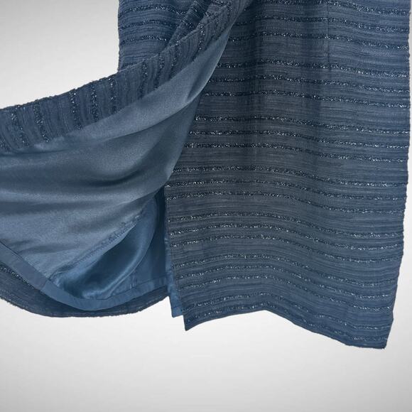 Milly Women's Sz 4 Boucle Tweed Wrap Front Evening Dress Navy Blue Metallic New - Picture 6 of 12